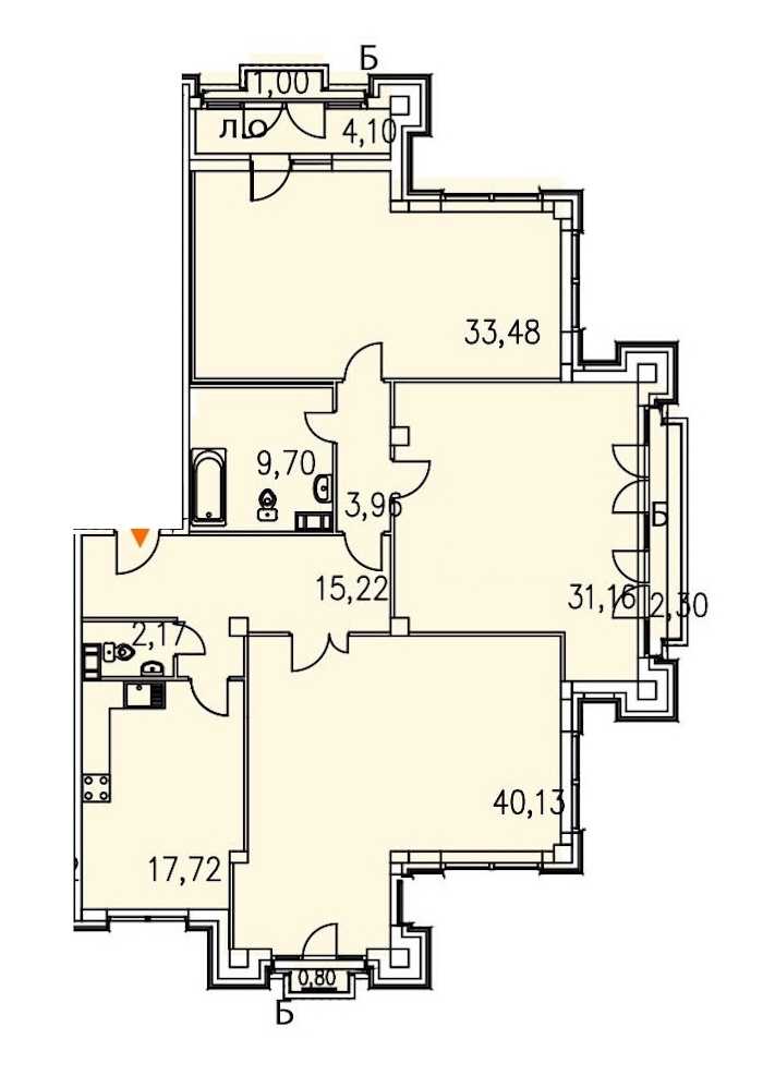 Трехкомнатная квартира в : площадь 157.59 м2 , этаж: 4 – купить в Санкт-Петербурге